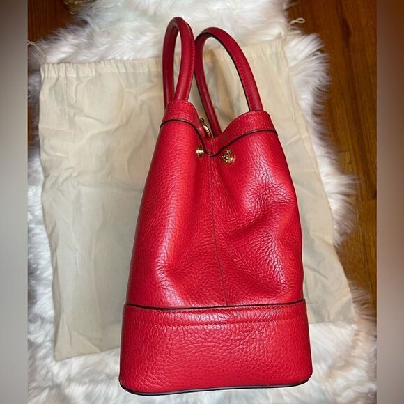 RALPH LAUREN RL Shoulder Bag RLL Red Gold Leather - Picture 12 of 16